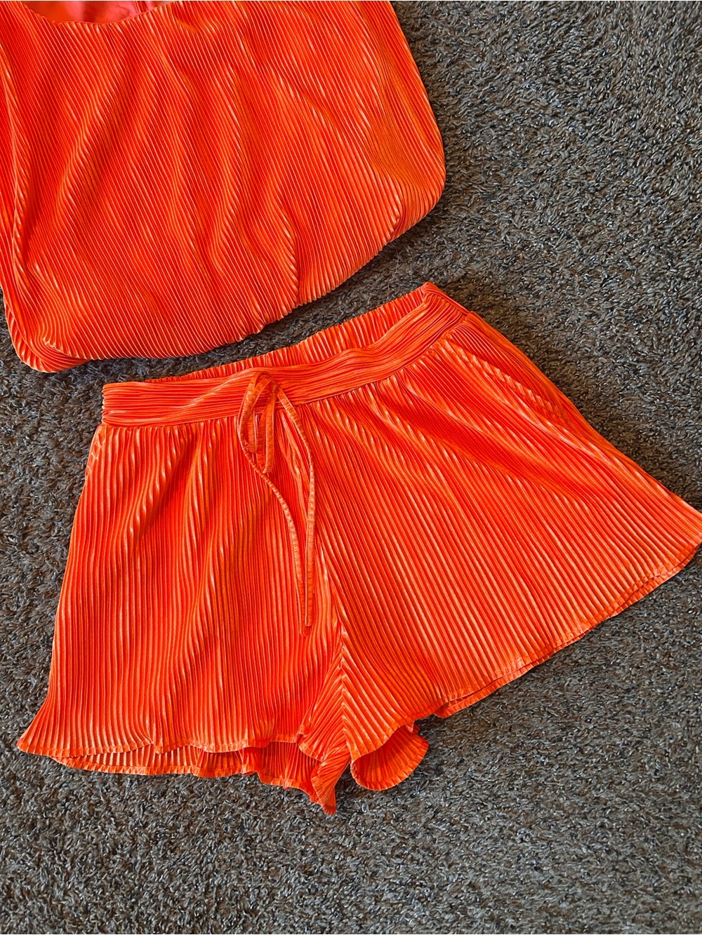 Go Big Orange Pleated Two-Piece Set - Picture 3 of 5